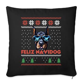 Cool Doberman Chien Feliz Navidog Noël moche - Housse de coussin décorative 45 x 45 cm - noir - Devant