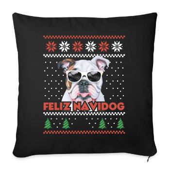 Cool Bulldog Chien Feliz Navidog Noël moche - Housse de coussin décorative 45 x 45 cm - noir - Devant