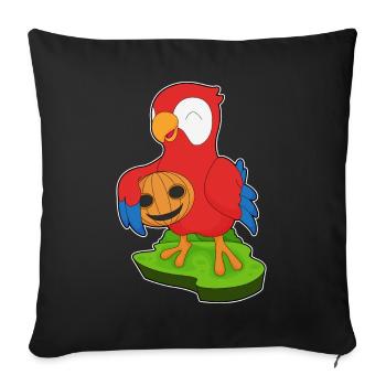 Perroquet Halloween citrouille - Housse de coussin décorative 45 x 45 cm - noir - Devant