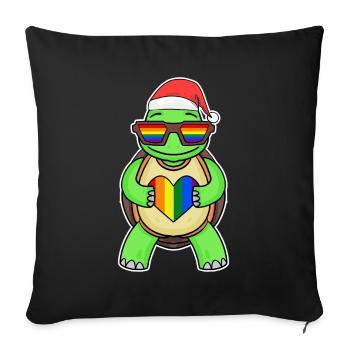 Turtle Rainbow Christmas - Sofa pillowcase 17,3'' x 17,3'' (45 x 45 cm) - black - Front
