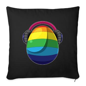 Oeuf de Pâques Musique arc-en-ciel de Pâques - Housse de coussin décorative 45 x 45 cm - noir - Devant