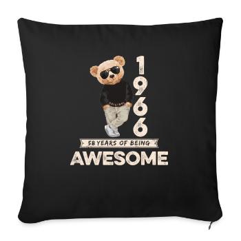 1966 Geburtstag Teddy Bär Being Awesome Orignal - Sofakissenbezug 45 x 45 cm - Schwarz - Vorne