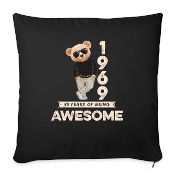 1969 Geburtstag Teddy Bär Being Awesome Orignal - Sofakissenbezug 45 x 45 cm - Schwarz - Vorne