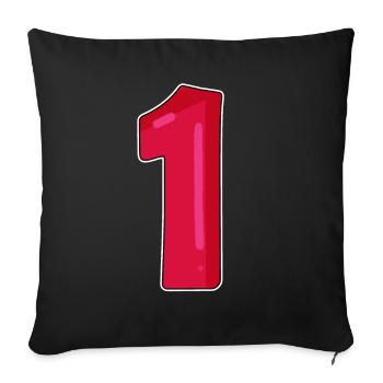 Number 1 Red Dark - Sofa pillowcase 17,3'' x 17,3'' (45 x 45 cm) - black - Front