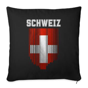 Drapeau de la Suisse, fierté suisse - Housse de coussin décorative 45 x 45 cm - noir - Devant