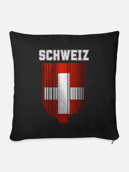 Flagge der Schweiz, Schweizer Stolz - Sofakissenbezug 45 x 45 cm - Schwarz