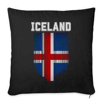 Drapeau de l’Islande, fierté islandaise - Housse de coussin décorative 45 x 45 cm - noir - Devant