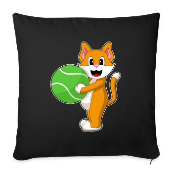 Cat Tennis Tennis Ball Sport - Sofa pillowcase 17,3'' x 17,3'' (45 x 45 cm) - black - Front