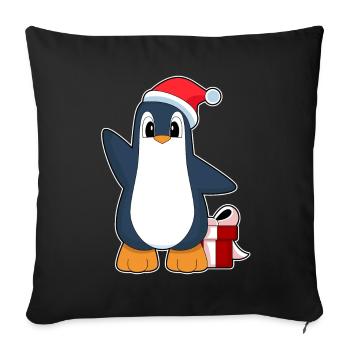 Penguin Christmas Santa Hat - Sofa pillowcase 17,3'' x 17,3'' (45 x 45 cm) - black - Front