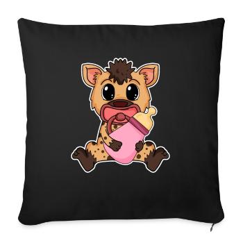 Motif de bébé hyène - Housse de coussin décorative 45 x 45 cm - noir - Devant