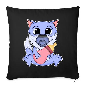 Motif de bébé loup - Housse de coussin décorative 45 x 45 cm - noir - Devant