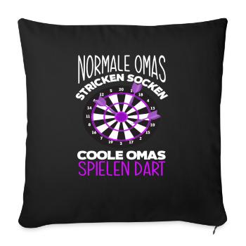 Mamie Vieille Femme Joueur de fléchettes - Housse de coussin décorative 45 x 45 cm - noir - Devant