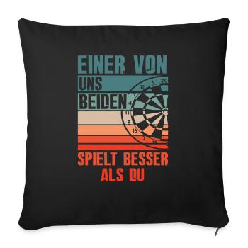 Retro Funny Dart Player - Sofa pillowcase 17,3'' x 17,3'' (45 x 45 cm) - black - Front