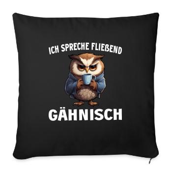 Lustiger Eule Kaffee Kaffeeliebhaber Eulen Spruch - Sofakissenbezug 45 x 45 cm - Schwarz - Vorne