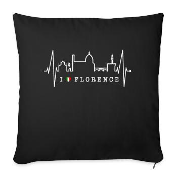 Florence Skyline Italie Heartbeat I Love Firenze - Housse de coussin décorative 45 x 45 cm - noir - Devant