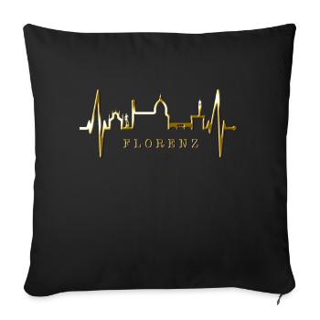 Florence Skyline Italie Heartbeat I Love Firenze - Housse de coussin décorative 45 x 45 cm - noir - Devant