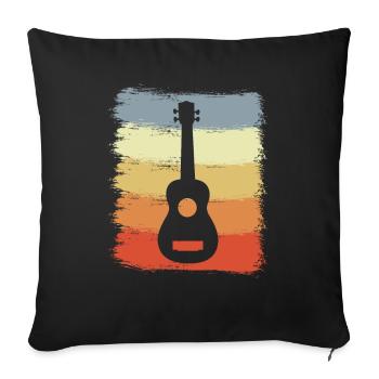 Dessin de ukulélé vintage - Housse de coussin décorative 45 x 45 cm - noir - Devant