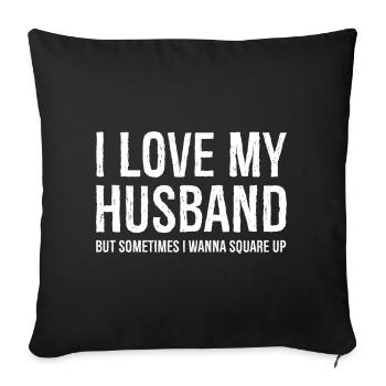 Drôle maman femme cadeau chemise j’aime mon mari - Housse de coussin décorative 45 x 45 cm - noir - Devant