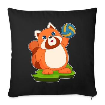 Panda roux Joueur de volley-ball Volley-ball - Housse de coussin décorative 45 x 45 cm - noir - Devant