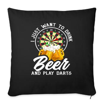 Bière à boire Fléchettes Joueurs de fléchettes - Housse de coussin décorative 45 x 45 cm - noir - Devant