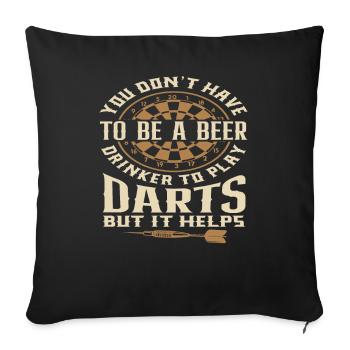 Drôle de buveur de bière joueur de fléchettes - Housse de coussin décorative 45 x 45 cm - noir - Devant