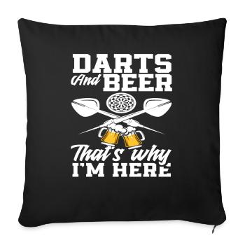 Fléchettes et bière C’est pour ça que je suis là - Housse de coussin décorative 45 x 45 cm - noir - Devant