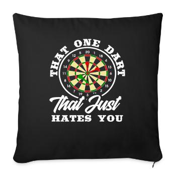 Dartpfeil Dart Dartspieler Geschenk - Sofakissenbezug 45 x 45 cm - Schwarz - Vorne