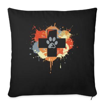 Dessin de premiers secours vétérinaire - Housse de coussin décorative 45 x 45 cm - noir - Devant
