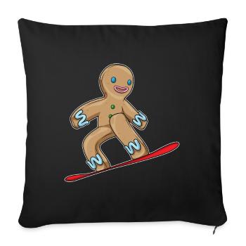 Gingerbread Man Christmas Snowboard - Sofa pillowcase 17,3'' x 17,3'' (45 x 45 cm) - black - Front