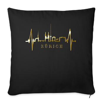 Zurich Skyline Heartbeat Switzerland Love Love Zurich - Sofa pillowcase 17,3'' x 17,3'' (45 x 45 cm) - black - Front