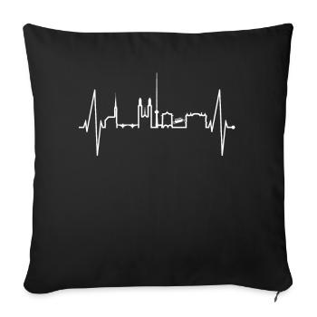 Zurich Skyline Heartbeat Suisse Amour Amour Zurich - Housse de coussin décorative 45 x 45 cm - noir - Devant