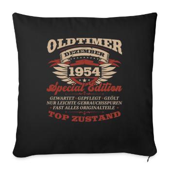 69. Geburtstag Oldtimer Dezember Jahrgang 1954 - Sofakissenbezug 45 x 45 cm - Schwarz - Vorne