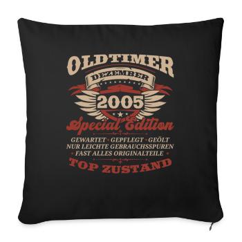 18. Geburtstag Oldtimer Dezember Jahrgang 2005 - Sofakissenbezug 45 x 45 cm - Schwarz - Vorne