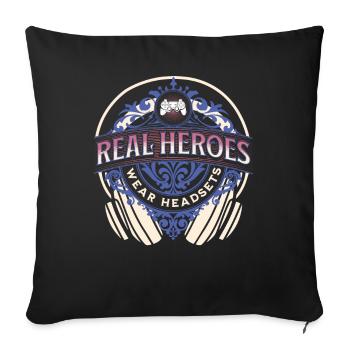Les vrais héros portent des casques Funny Gamer Boys & Kids - Housse de coussin décorative 45 x 45 cm - noir - Devant