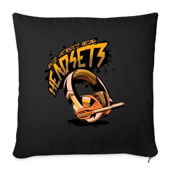Les vrais héros portent des casques Funny Gamer Boys & Kids - Housse de coussin décorative 45 x 45 cm - noir - Devant