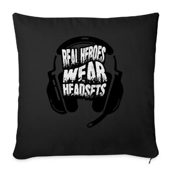Les vrais héros portent des casques Funny Gamer Boys & Kids - Housse de coussin décorative 45 x 45 cm - noir - Devant