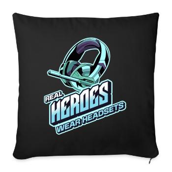 Les vrais héros portent des casques Funny Gamer Boys & Kids - Housse de coussin décorative 45 x 45 cm - noir - Devant