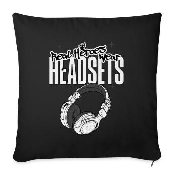 Les vrais héros portent des casques Funny Gamer Boys & Kids - Housse de coussin décorative 45 x 45 cm - noir - Devant