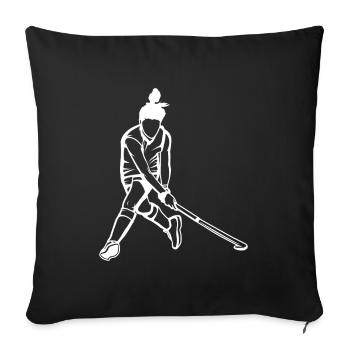 Croquis de hockey - Housse de coussin décorative 45 x 45 cm - noir - Devant