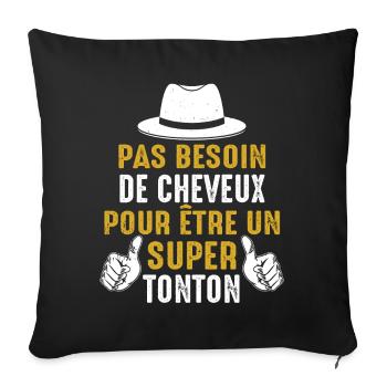 Tonton Chauve Cadeau Humour Citation Drôle 2024 - Housse de coussin décorative 45 x 45 cm - noir - Devant
