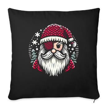 Santa Claus Knitting Pattern with Eye Patch - Sofa pillowcase 17,3'' x 17,3'' (45 x 45 cm) - black - Front