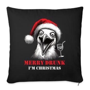 Merry Drunk I'm Christmas Bier Spruch Weihnachten - Sofakissenbezug 45 x 45 cm - Schwarz - Vorne