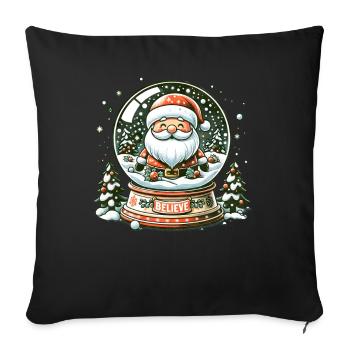 Croire Père Noël - Vacances Noël drôle en famille - Housse de coussin décorative 45 x 45 cm - noir - Devant