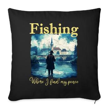 La pêche : là où je trouve ma paix - Housse de coussin décorative 45 x 45 cm - noir - Devant