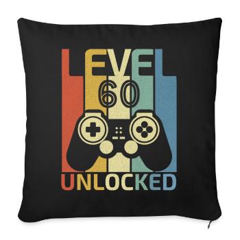 Level 60 freigeschaltet Lustiger Videospieler 60. Geburtstag - Sofakissenbezug 45 x 45 cm - Schwarz - Vorne