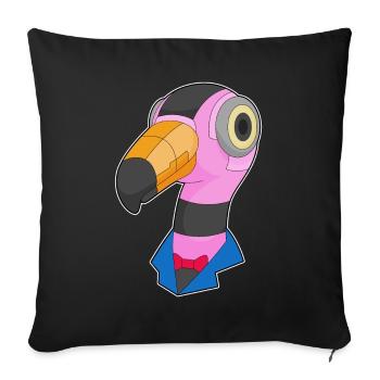 Robot flamant rose - Housse de coussin décorative 45 x 45 cm - noir - Devant