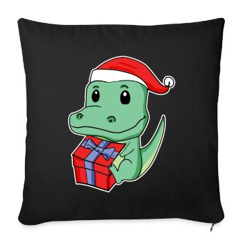 Crocodile avec bonnet de Père Noël - Housse de coussin décorative 45 x 45 cm - noir - Devant