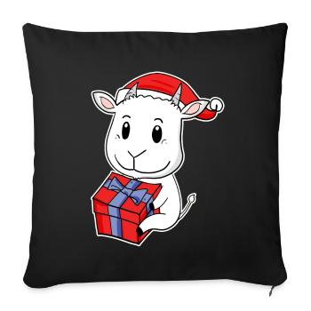 Chèvre avec bonnet de Père Noël - Noël - Housse de coussin décorative 45 x 45 cm - noir - Devant