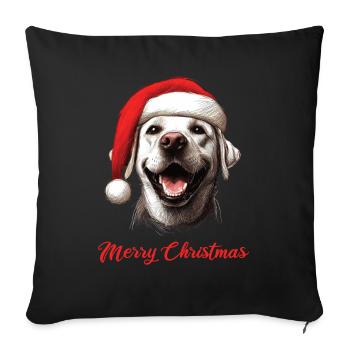 Merry Christmas - Labbi Labrador Weihnachten - Sofakissenbezug 45 x 45 cm - Schwarz - Vorne