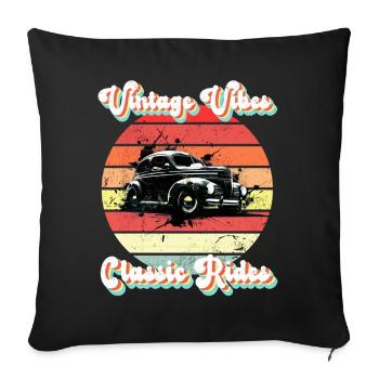 Vintage Vibes, Classic Rides - Sofa pillowcase 17,3'' x 17,3'' (45 x 45 cm) - black - Front